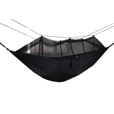 China Double Adult Camping Hammock With Mosquito Bug Net And Tree Straps Portable Parachute Hammock for sale