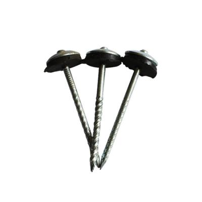 China Customized Flat Umbrella Head Roofing Joint Nails Corrugated Nails Galvanized Twisted Leg for sale