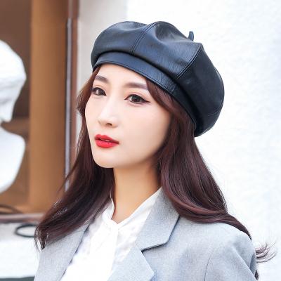 China Fashion OEM Military British Women Beret Caps Hats Leather Hat for sale