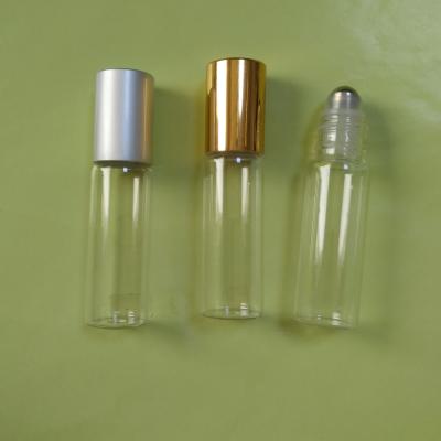 China 2019 Hot Sale Cosmetic Clear Glass Roll 10ml 20x64mm Amber Glass Bottle With Steel And Aluminum Cap for sale