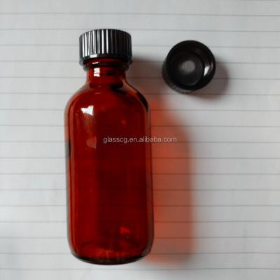 China Hot Selling Cosmetic 30ml 1 oz. Amber Glass Bottles with black cone caps for essential oil bottle for sale