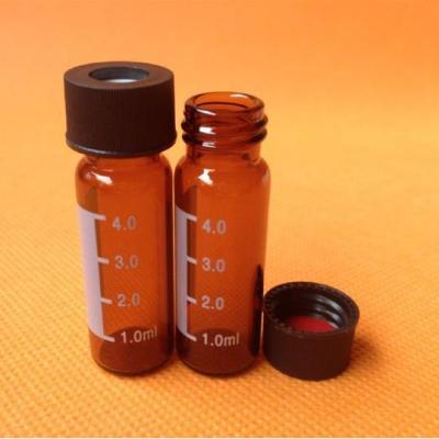 China Chemical Clear Amber Vials HPLC Vials Autosampler 4ml Glass Bottle 15x45 With Writing Patch And PTFE Liner And Open Top Cap for sale