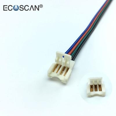 China OEM 10mm solderless flexible waterproof power 4 pin FPC RGB led strip connector for led strip for sale