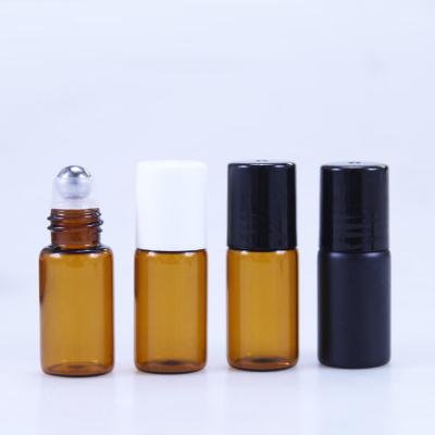 China wholesale eco-friendly 1Ml 2Ml 3Ml mini roll on bottle eye Amber Essential Oil Glass Roller bottle for sale