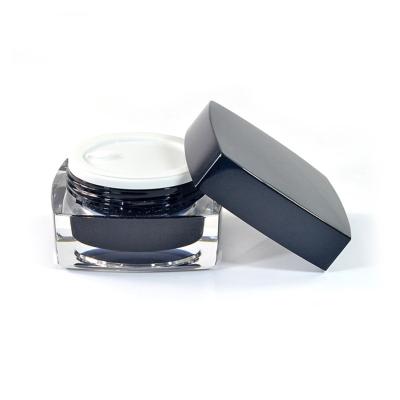 China Wholesale 30G Black Face Cream Jar Acrylic Plastic Cosmetics Packaging for sale