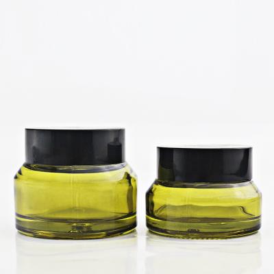 China 50ml Round 50ml Eye Face Body Cute Container Green Cosmetic Luxury Face Cream Packaging Jar for sale