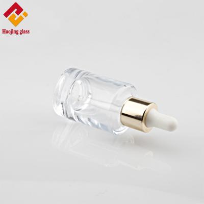 China Luxury Essential Oil Serum Bottle 30ml 1oz Dropper Bottle Glass Screen Printing Personal Care Round Shape Screw Top for sale