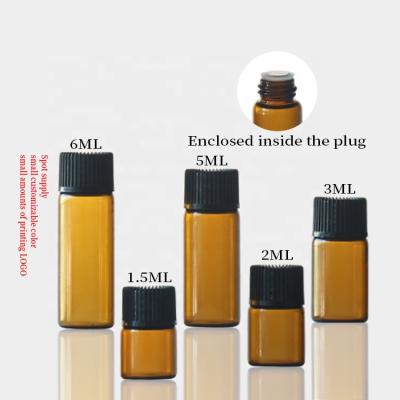 China 2ml 3ml 5ml Essential Oil Cosmetic Amber Sample Mini Glass Vials Cosmetics Sample Bottles for sale