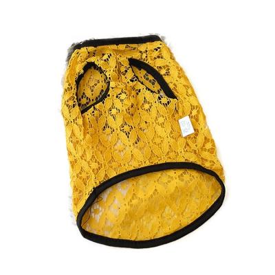 China 2021 New Lace Dog Clothes Pet Dog Clothes Viable Wholesale Yellow Luxury Plaid Small Dog Clothes Summer for sale