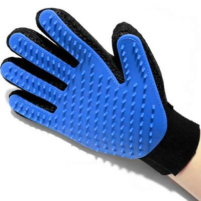 China Handsome color dog brush pet grooming gloves viable delomo brush glove deshedding brush glove for sale