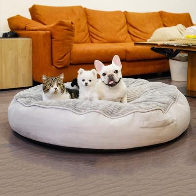 China Custom Washable Luxury Dog Cat Viable Cotton Large Round Dog Pet Bed Cushion for sale