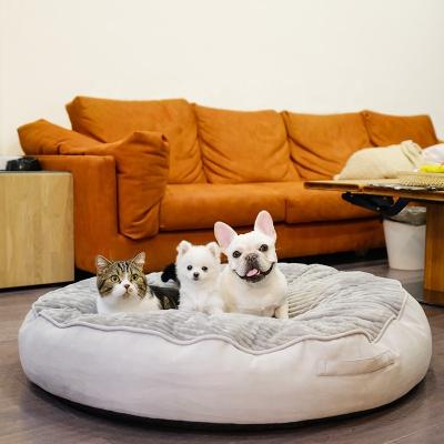 China Custom Made Washable Round Dog Bed Viable Cushion Luxury Dog Bed Large Dog Bed for sale