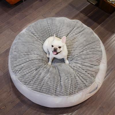 China Custom Round Pet Dog Bed Cushion Dog Bed Luxury Fleece Cotton Round Pet Bed for sale