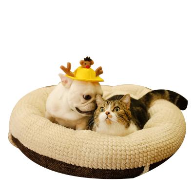 China New Factory 2021 Sustainable Product Round Long Dog Bed Soothing Video Bed for sale