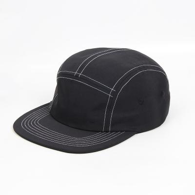 China Custom High Quality Vintage 5 Snapback Flat Brim Snapback Custom Made High Quality Unstructured Panel Camp Hat Quick Drying Nylon Hats Wholesale White for sale