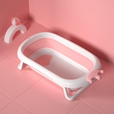 China Portable Baby Bathtub Baby Thickened Bathtub Thickened Baby And Child Pink Plastic Folding Tub Children's Supplies for sale