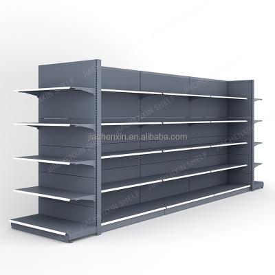 China Double Sided Heavy Duty Cold Rolled Steel Supermarket Shelves Store Gondolas Show Racks Shelves for sale