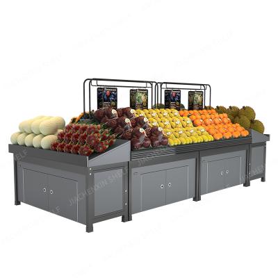 China Fruit and vegetable display rack supermarket shelf display rack wooden double-sided single-sided fruit rack for sale