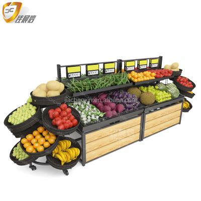 China Single-Sided Fresh Vegetable and Fruit Supermarket Shop Display Fruit and Vegetable Stand Holder Gondola Shelf for sale