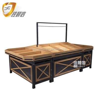 China Can accommodate wooden rice grain storage rack with metal shelf for sale