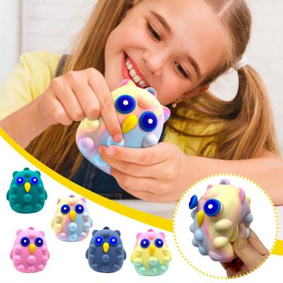 China 2022 button games 3D game feature cute owl eyes pulled silicone board game fidgety person educational toys desktop relax decompression toy for sale