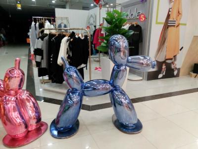 China metal mirror effect treatment fiberglass robert dog statue/sculpture as decoration in hotel mall supermarket for sale