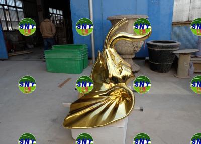 China metal mirror effect fiberglass elephant head statue/sculpture as decoration in hotel mall supermarket for sale