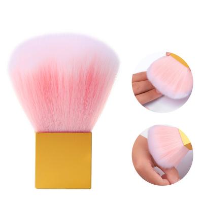 China Soft Fluffy Pink Nail Art Brush Glitter Remover Powder Nail Art Dust Removal Square Grip Makeup Manicure Tools for sale