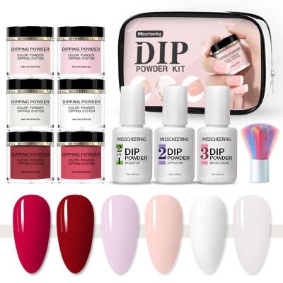 China Gradient Builder 3D French Flower 1 Set Dip Powder With Brush Bottom Top Natural Dry Liquid Nail Art Decoration Polish Gel Design UV Manicure Tools for sale