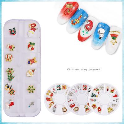 China Nail Art/Shoes/Phone/Bag/Clothes Decoration Mixed 12 Pcs Christmas Alloy 3D Jewelry Nail Art Design Accessories Festival Ornaments Manicure for sale