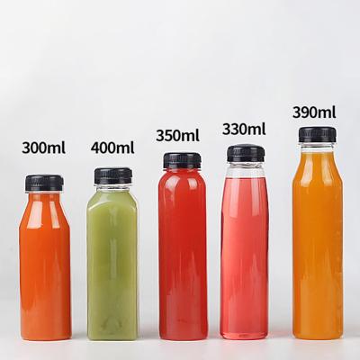 China Personal Care Disposable Clear PET Plastic Juice Free 500ml Beverage Bottles With Lid for sale