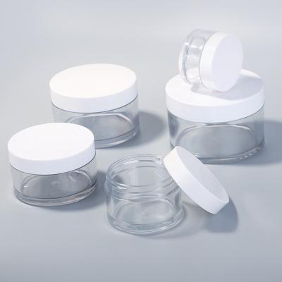 China 15G 30G Clear Plastic Wide Mouth Empty Eye Cream Cosmetic Empty Jar Bottle For Cream With White Screw Cap Lids for sale