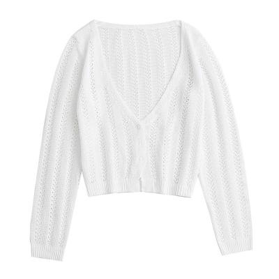 China 2022 Autumn New Fashion Women's Anti-Wrinkle Wholesale Women's Knitted Casual Long Sleeve V-Neckline Shirt Cardigan Solid Shirt for sale