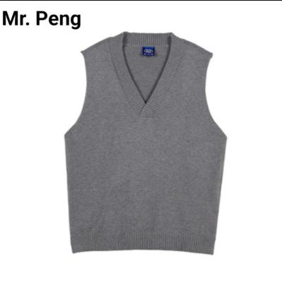 China 2022 Anti-wrinkle Fashion OEM Vest Soft V-Neck Knitted Knitwear Unisex Sweater Computer Knitted Solid Sleeveless Pullover Sweater for sale