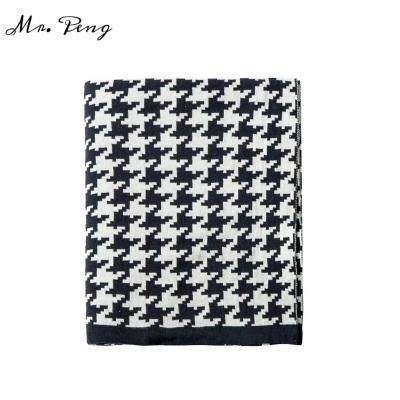 China High Quality Rectangular Nordic Style Anti Dust Mite Cotton Warm Soft Knitted Blankets Sofa Bed Throw Blanket for sale