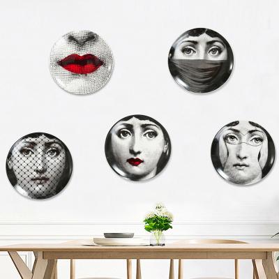 China Art Decor Wholesale European Style Decorative Ceramic Wall Art Hanging Resting Human Faceplate for sale