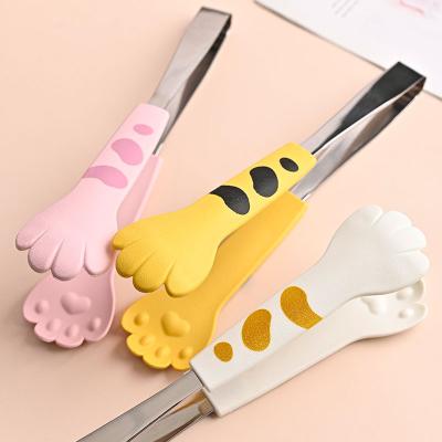 China Viable Creative Cute Sandwich Cat Claw Stainless Steel Food Clip Kitchen Tools Salad Bread Salad Bread Dessert BBQ Clip for sale