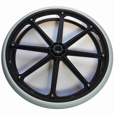 China Hotels 22 Inch Wheelchair PU Foam Plastic Puncture Proof Wheel for sale