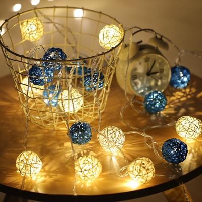 China Outdoor Decoration LED String Holiday Garland 10 Led Rattan Ball String Lights Battery USB LED Decorative Hanging String Lights for sale