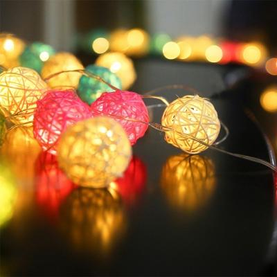 China Outdoor Decoration Wholesale LED Rattan Ball String Garland Light Battery USB Powered Luminous Xmas Christmas Wedding Waterproof LED Lights S for sale