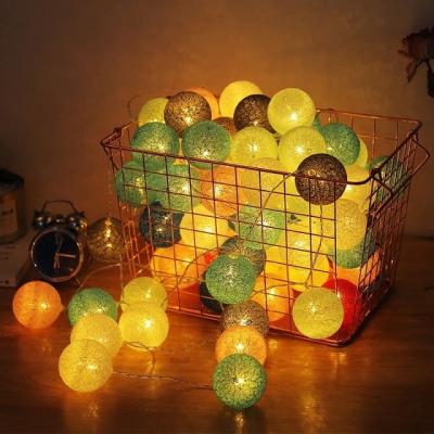 China Outdoor PVC+Copper Wire+LED Wedding Christmas Holiday Decor Fairy Led String Light Led Colorful Cotton Ball String Lights for sale