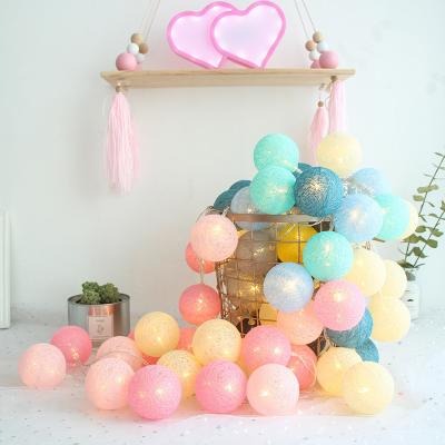 China PVC+Copper Wire+LED 20 Led Cotton Ball Garland String Lights Christmas For Kid Bedroom Nursery Decor Boys Girls Home for sale