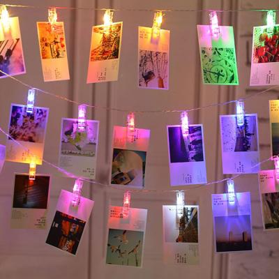 China PVC+Copper Wire+LED Customized Peg Clip Christmas Photo Clip Fairy Lights Wholesale Colorful Led Light Strings Wedding Birthday Kids Decoration for sale