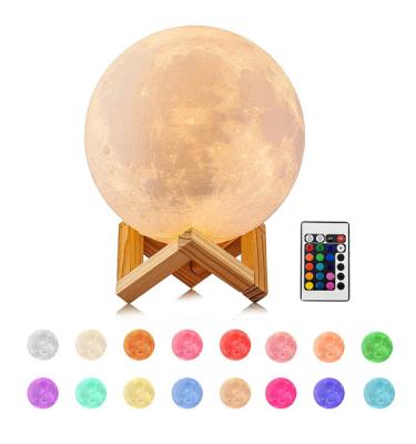 China 5.9 Inch 16 Colors 3D LED Star Moon Light USB Remote Touch Control Rechargeable Smart Light Sensor Control Moon Lamp Kids Night Light Gifts for sale