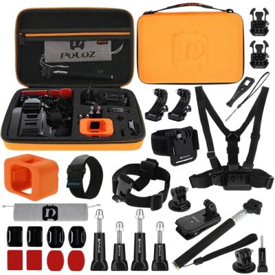 China ABS PULUZ 29 in 1 Accessory Combo Kits with Orange EVA Case Camera Accessories Combo Kits for sale