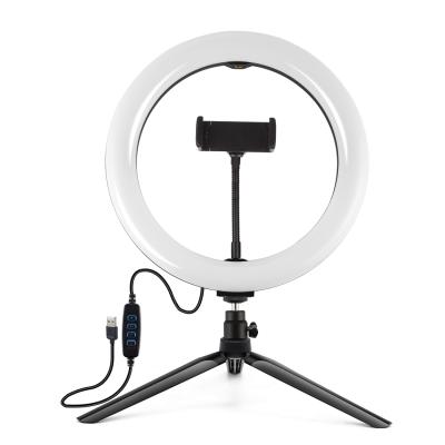 China Dimmable Sufficiency Light Tripod Stand PKT3071B Tiktok YouTube Video 10 Inch LED Ring Light PKT3071B With Phone Holder Selfie for sale