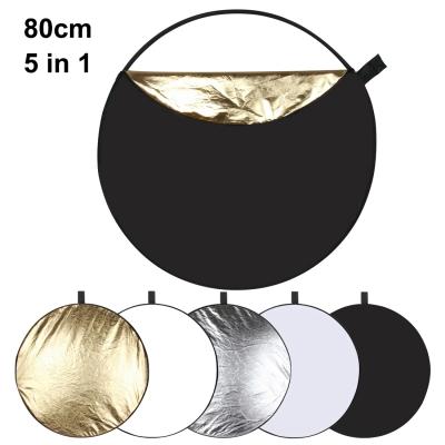 China Dropshipping PULUZ 80cm 5 in 1 Spring Steel Folding Photo Studio Reflector Panel (Silver/Translucent/Gold/White/Black) for sale