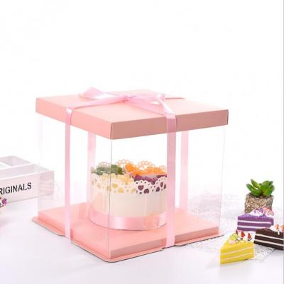 China Handmade High Quality Transparent Plastic Wedding Cake Box With Custom Design for sale