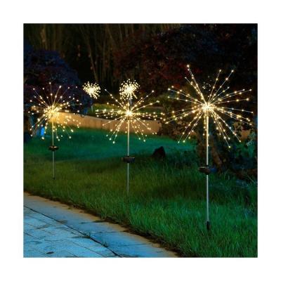 China Yard Decoration Copper Wire Outdoor Waterproof Firework Lights Pathway Lawn Decorative Ground Solar Light String Led Garden Lamp for sale