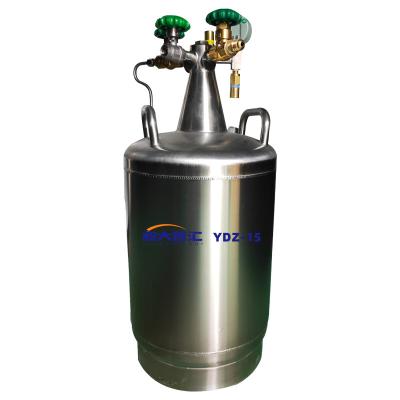 China nitrogen dewar YDZ-15 self-pressurized liquid nitrogen tank for biological use for sale